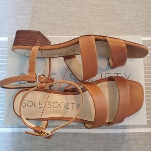 Sole Society Francey Tan Sandals SZ 8